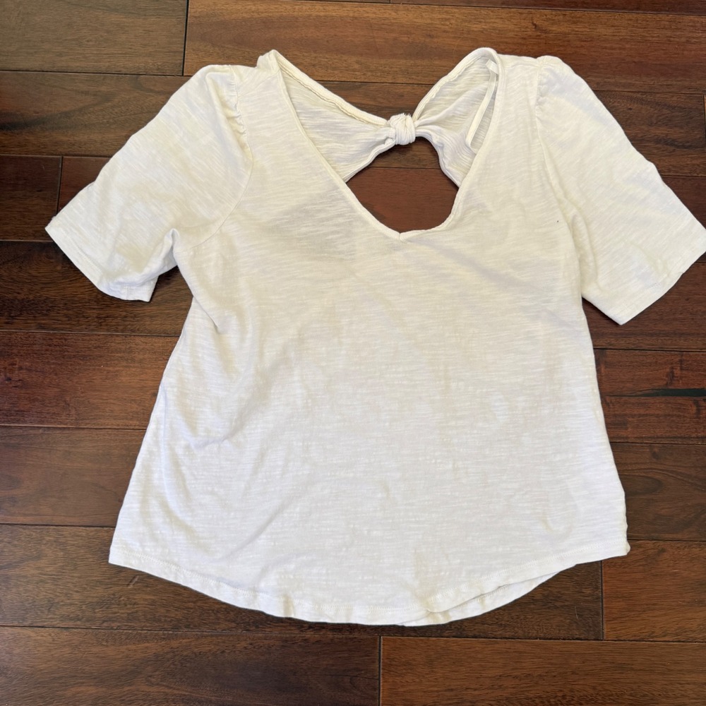 Meadow Rue by Anthropologie Open Back Top Women's M Puff Sleeve Cottage Y2K